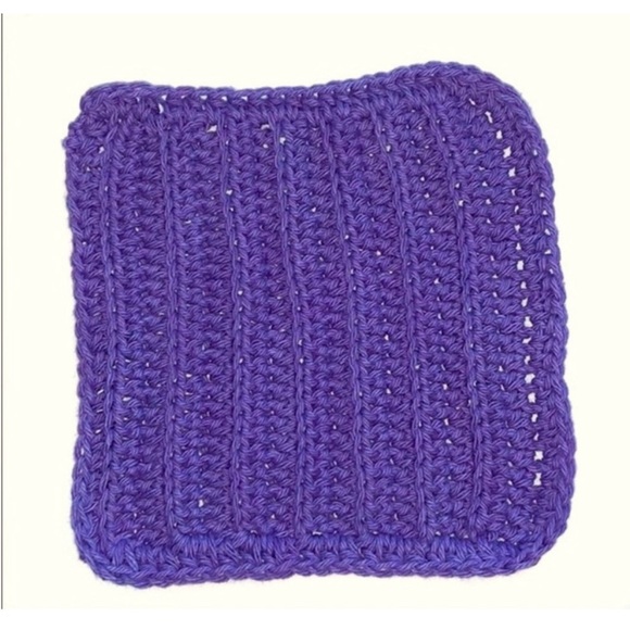 HAND CRAFTED Crochet Colorful Purple 100% Cotton All Purpose Wash or Dish Cloth - Picture 3 of 5